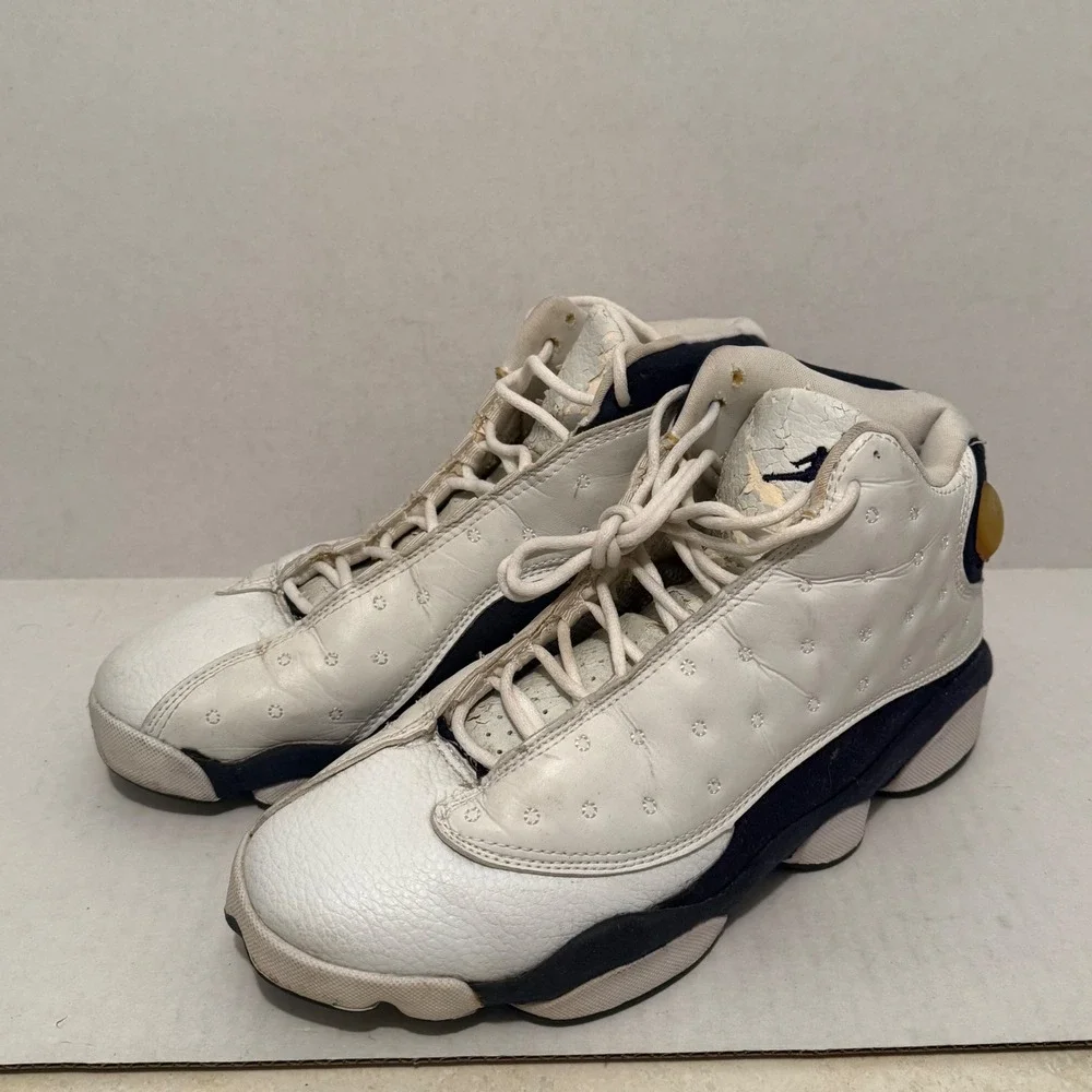 VTG 90s Jordan 13 Retro White Obsidian Basketball Shoes Size 9 Sneakers Mens‎